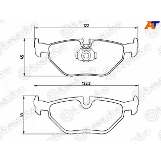 Колодки тормозные задн BMW 5 E39 95-03/ALPINA B10 E39 96-04 BREMBO