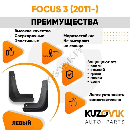 Брызговик передний левый Ford Focus 3 (2011-) KUZOVIK