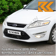 Бампер передний в цвет кузова Ford Mondeo 4 (2010-2014) рестайлинг с дхо 9VME - ELECTRIC - Белый