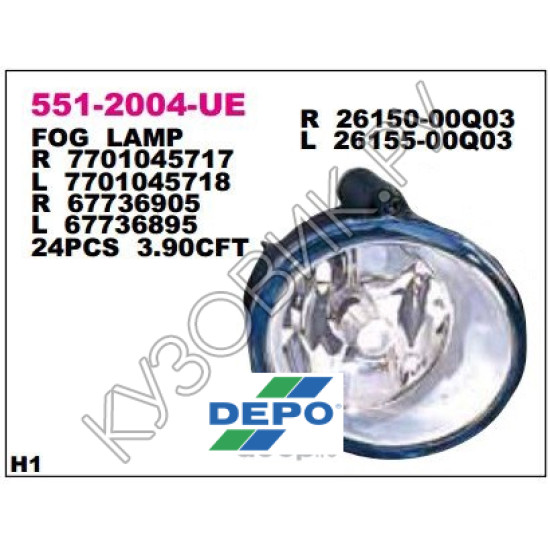 Противотуманная фара правая Renault Laguna 1 (1998-2001) DEPO