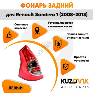 Фонарь задний Renault Sandero 1 (2008-2013) левый KUZOVIK